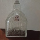 Glass Church Village House Figurine, Clear Stained Window, 3D Textured — photo 3