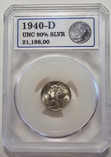 1940-D MERKUR GROSCHEN 90% SILBER UNZIRKULIERT - Bild 1 von 2