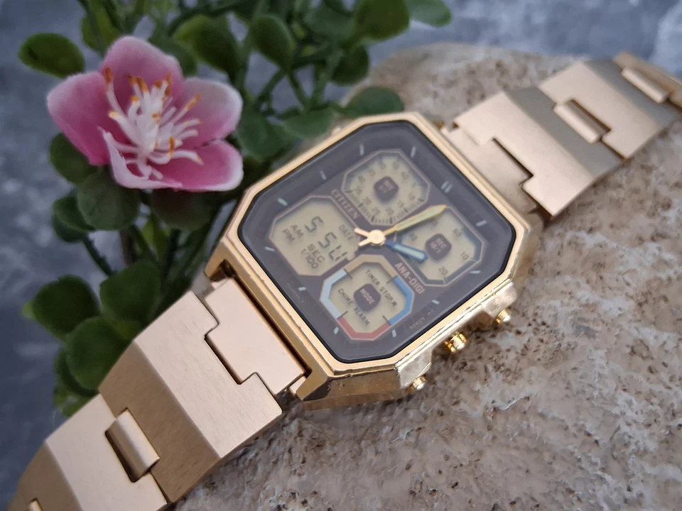 Reloj Citizen 8947 1985 robot Digi-Ana para hombre reparado nuevo cristal, juntas tóricas RARO Foto 4 de 4