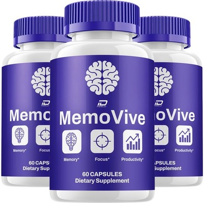 (3 Pack) Memo Vive Supplement Capsules   MemoVive Natural Blend Memory Focus