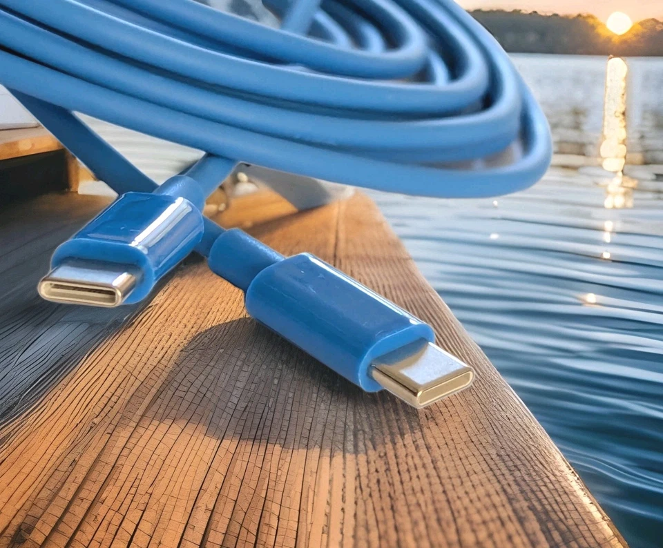 Cable de carga RÁPIDO azul de 10 pies tipo C a tipo C 65 W envío rápido gratuito de 3-5 días Foto 3 de 4