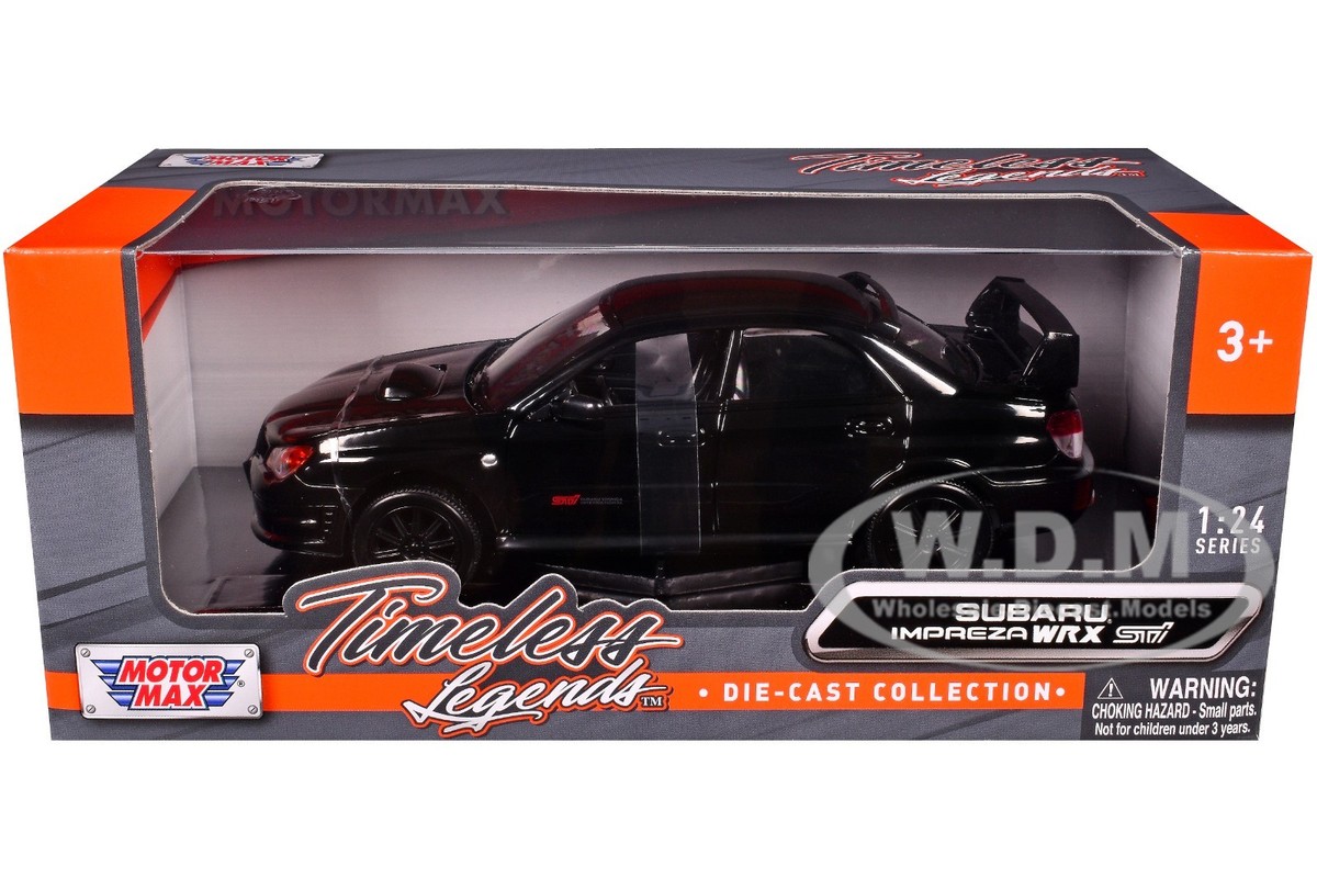 SUBARU IMPREZA WRX STI BLACK 1/24 DIECAST MODEL CAR BY MOTORMAX