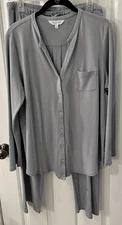 The Company Store Women’s Size XL Gray Pima Cotton Pajamas Sleep Lounge Set EUC
