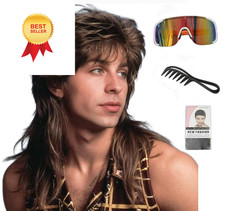 Mullet Wigs for Men,Joe Dirt,Emo Wig 80s Costumes Fancy Party m2057-Brown