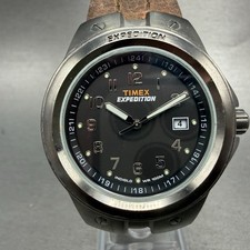 Timex Expedition Watch Men 40mm Black Dial Gray Tone Date T49631 New Battery VG