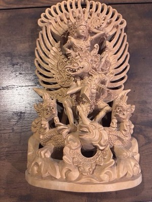 Hand carved Balinese Garuda, wood sculpture Vishnu Bali statue, intricate  art￼