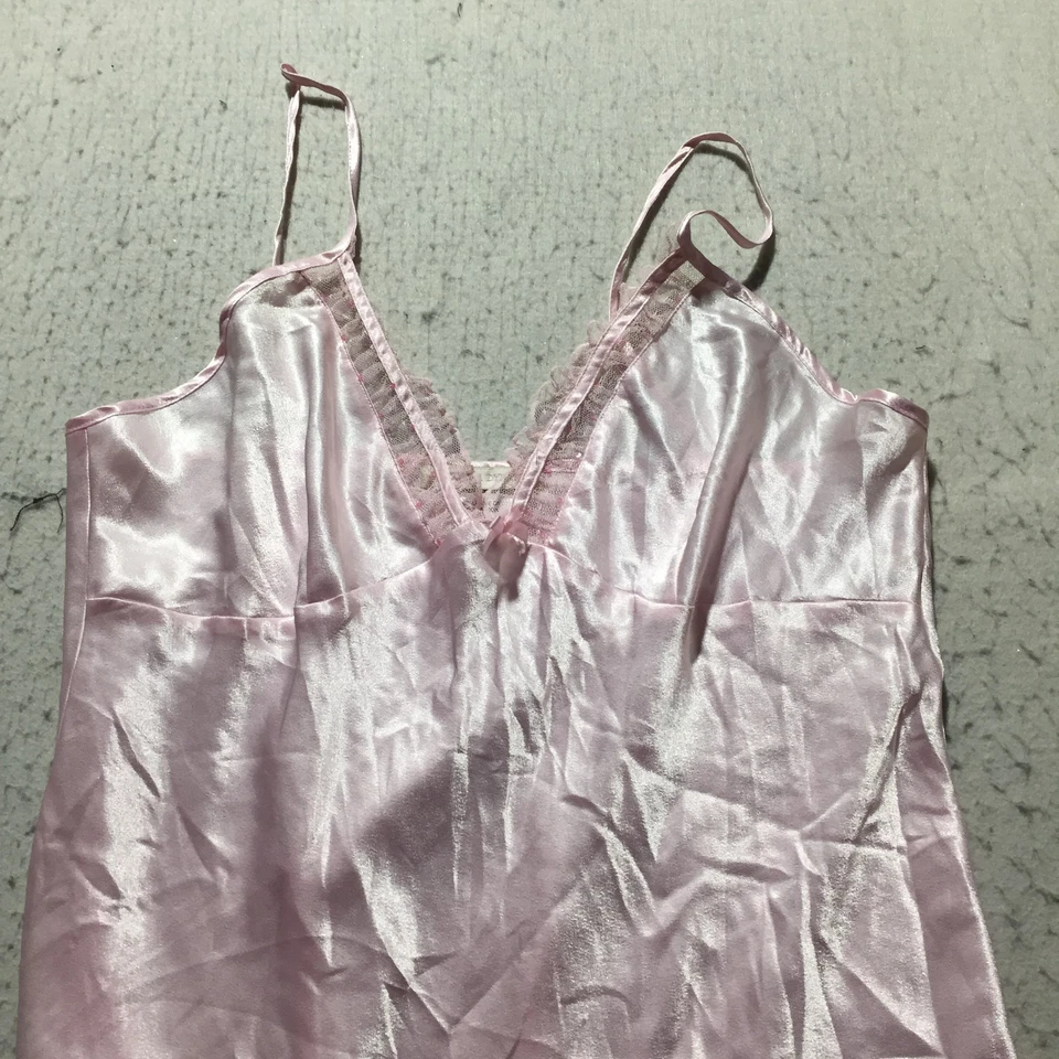 Camisón de satén California Dynasty Cami para mujer L grande rosa brillante encaje cuello en V Foto 2 de 4