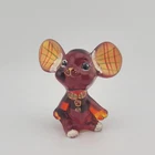 Fenton Glass Mouse Figurine Ruby Red Christmas Handpainted - Signed S Stephens