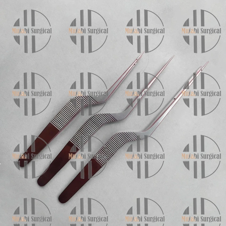 Juego de 3 pinzas de bayoneta micro Yasargill neuroquirúrgicas Foto 4 de 4