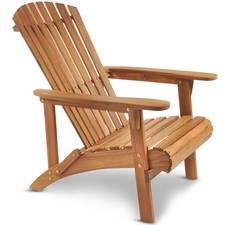 Natural Adirondack Garden Chair, Acacia Wooden Outdoor Deck Chair, Vonhaus