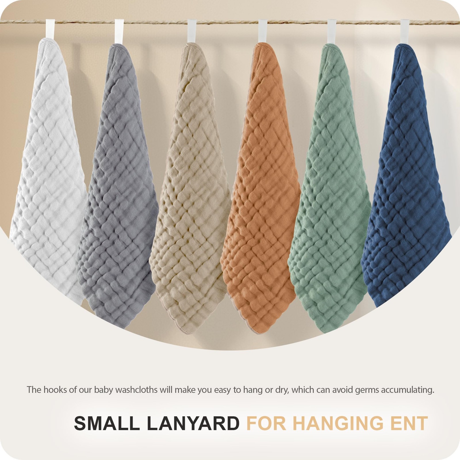 Cuddle Campus Baby Washcloths 6 Packs, Muslin Washcloths Baby,Cotton Burp