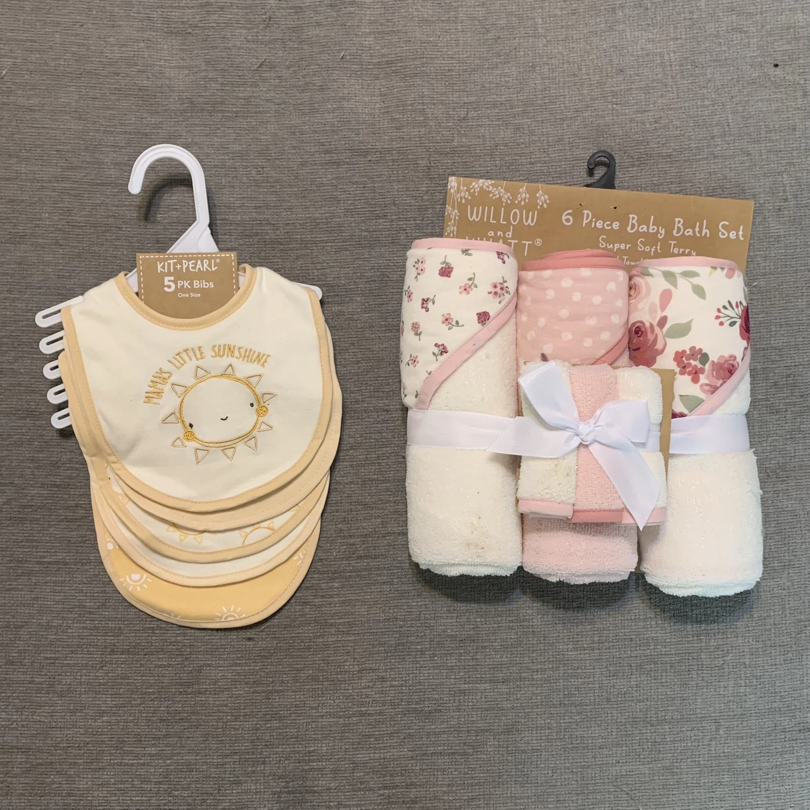 Lot of 5 Bibs 3 Towels 3 Wash Rags for Babies Kit + Pearl & Willow and Wyatt NEW