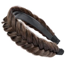 Braided Headband With Tooth Wide Braid Messy 1 Count Pack of 1 Copper Brown