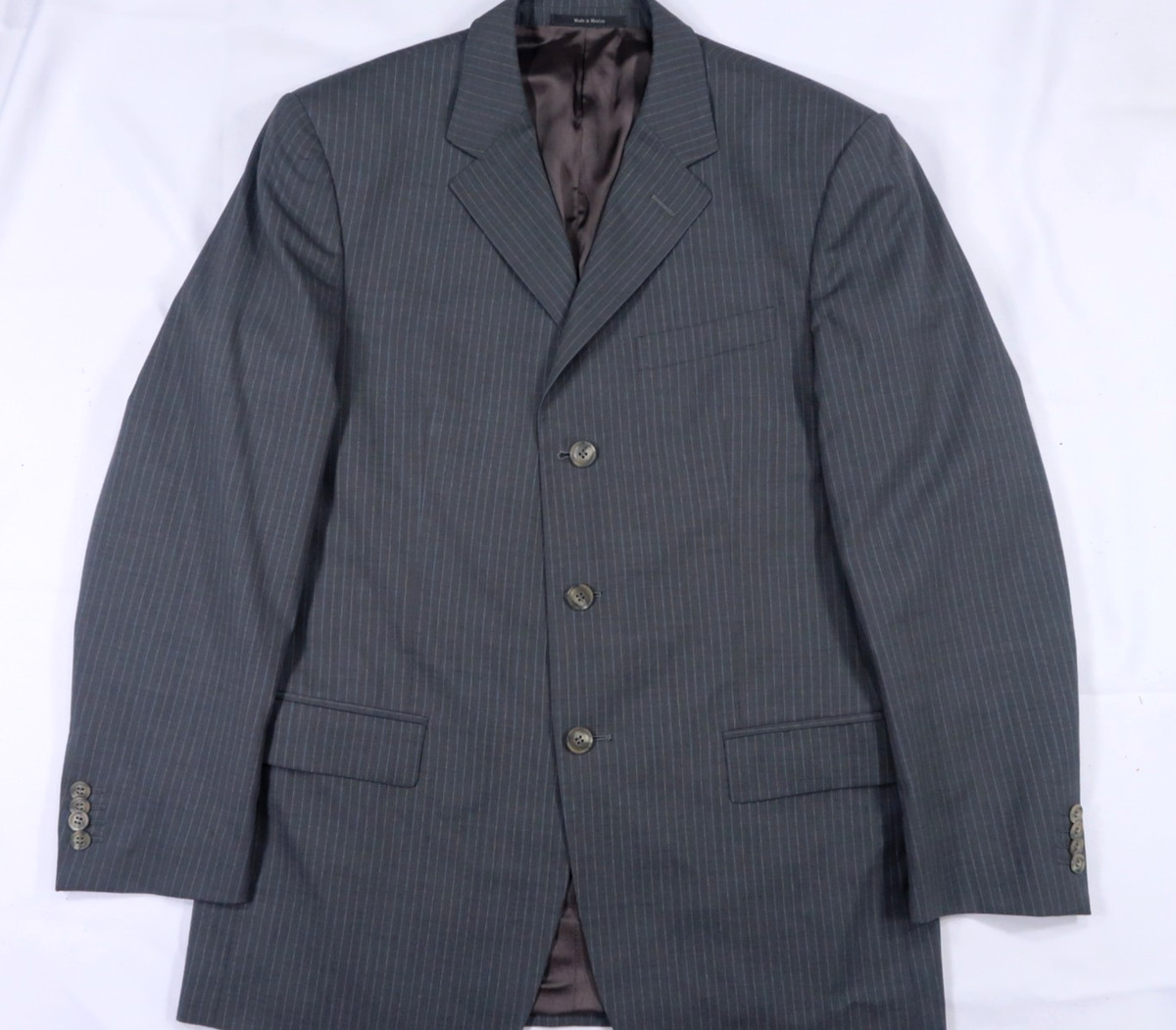 GRITTI ERMENEGILDO ZEGNA 40 R WOOL SPORT COAT JACKET PINSTRIPE BLAZER SLATE GRAY View 5