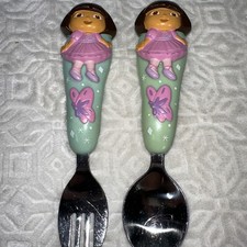 Vintage Munchkin Dora the Explorer Star Fork And Spoon Utensils 2005 Collectible