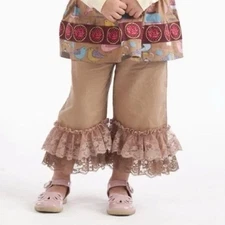 Matilda Jane Girl’s Paint by Numbers Frilly Ruffled Pants Sz 8 Tan Neutral