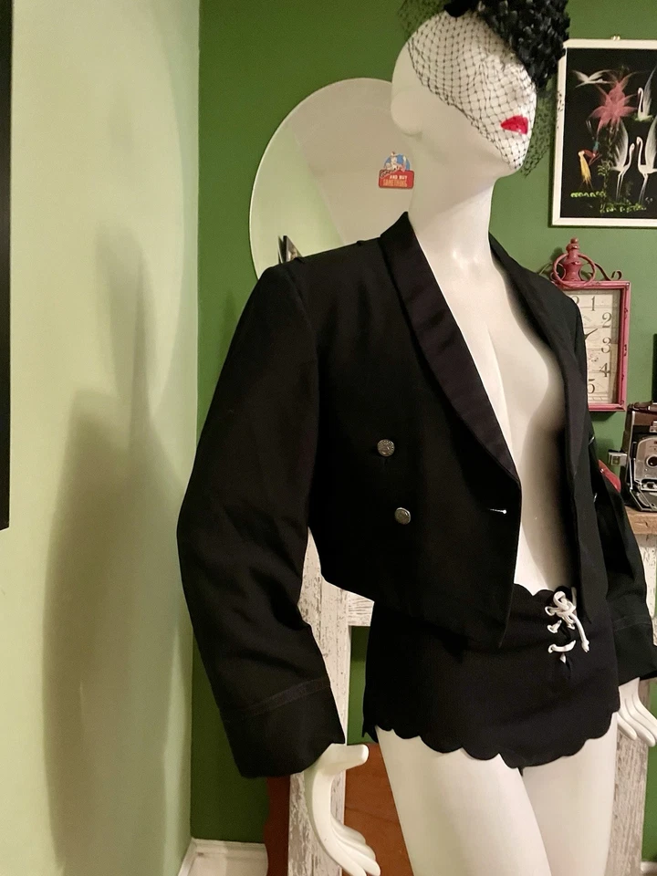 Vintage años 40? "Chaleco corto de lana Lux TUX traje abrigo Hollywood glamour 40"" pecho 💋" Foto 2 de 4