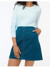 J. Crew Corduroy Faux Button Down Mini Skirt Preppy Academia Teal Blue 2