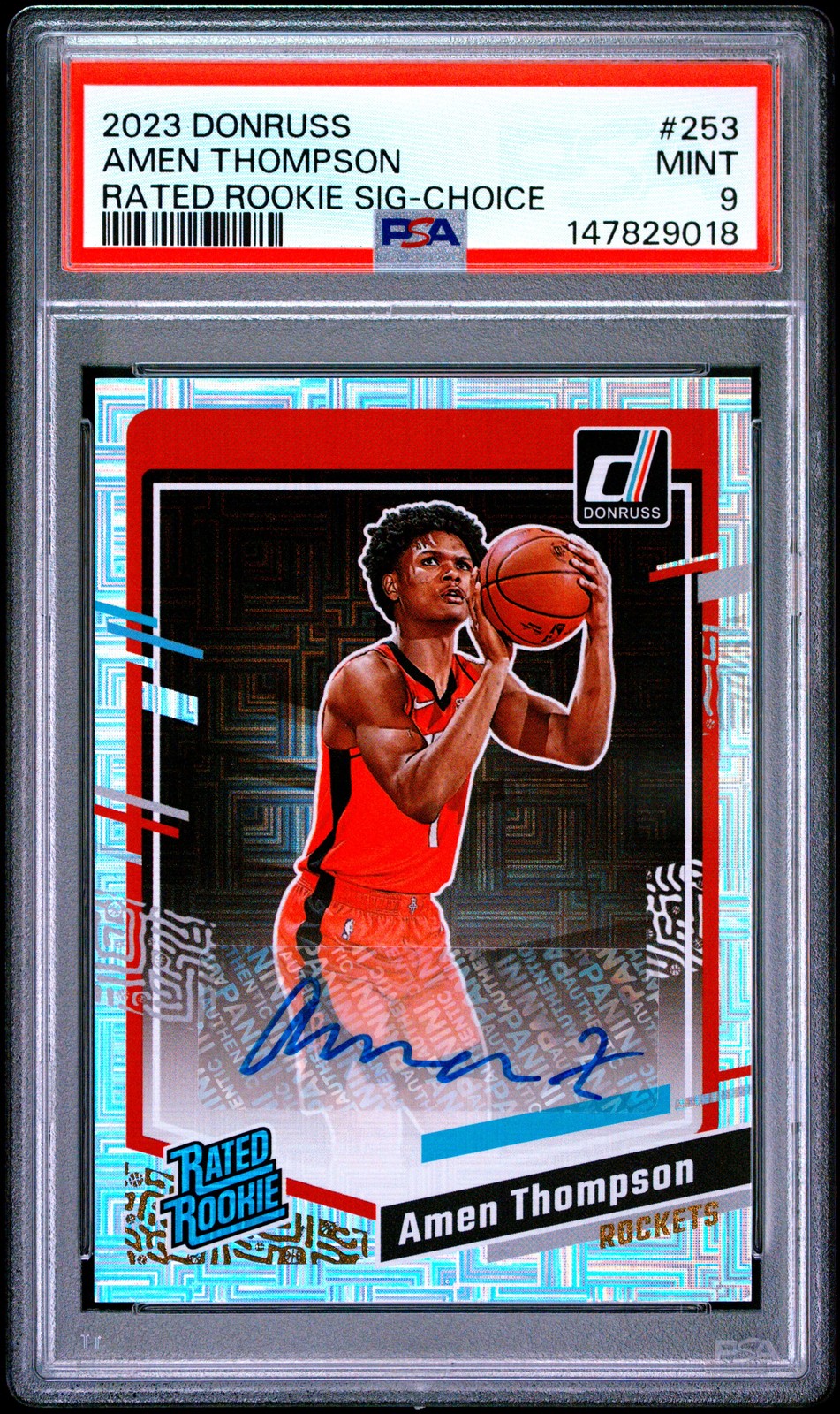 2023 PANINI DONRUSS RATED ROOKIE SIGNATURE-CHOICE #253 AMEN THOMPSON PSA 9