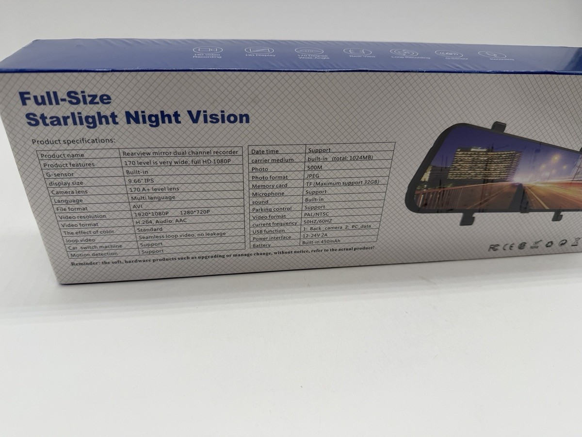 Starlight Full Size Night Vision Rear View Mirror Driving Recorder