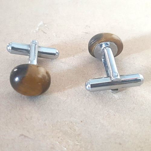 Tiger Eye Men's Cufflinks Wedding Gifts For Him,Valentines Day Unisex Gifts - Picture 1 of 5