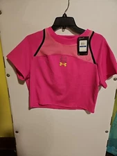 NWT Women's XL Under Armour Run Anywhere Ladies Active Crop Top Hot Pink
