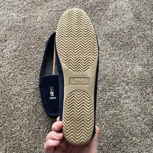 POLO Ralph Lauren Womens Size 11 Blue Canvas Moccasin Slippers Bear - Picture 5 of 5