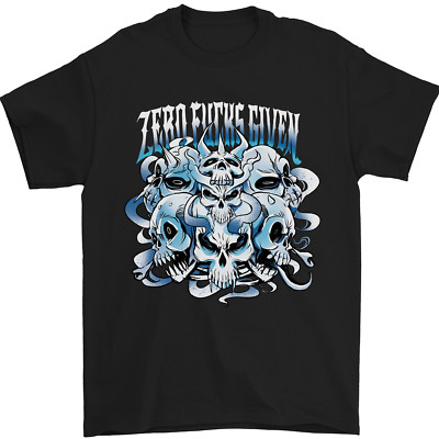 Zero Fooks Given Skulls Biker Motorrad Herren T-Shirt 100% Baumwolle