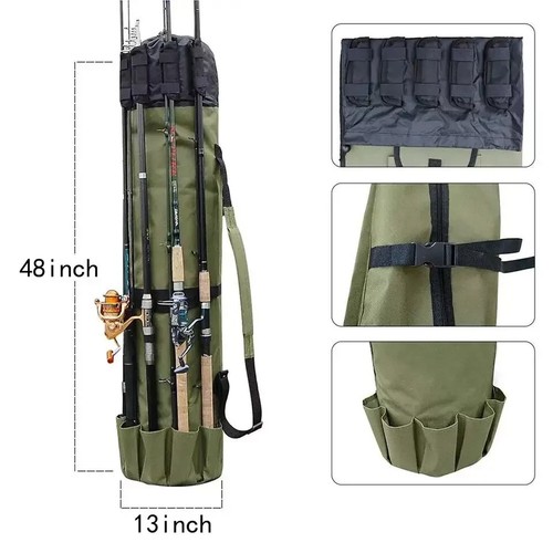 Fishing Rod/Reel, Multi Pole and Tackle Canvas Carrying Bag. Unique, Convenient. - Picture 2 of 11