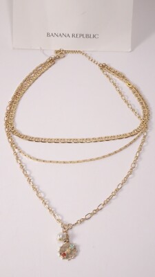 Banana Republic Women's Three layer Pearl Rainbow Pendant Necklace NWT 88