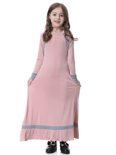 Muslim Children Kids Girls Long Sleeve Prayer Dress Kaftan Prayer Robe Islamic - Picture 28 of 60