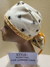 Bees real Women's Ponytail Surgical Scrub Hat/Cap Handmade