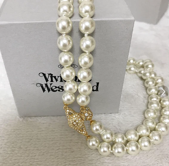 Vivienne westwood gold 2024 pearl choker necklace