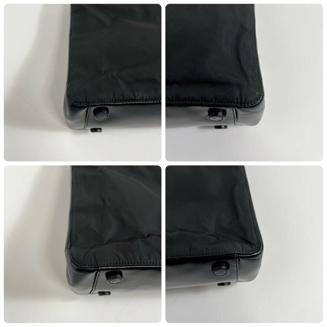 PRADA Women's Metal Top Handle Bag Handbag Nylon Leather PRADA Women's Metal Top Handle Bag Handbag Nylon Leather