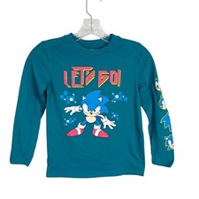 Sonic The Hedgehog Shirt Youth Small Green Long Sleeve Graphic Cartoon Tee Kids