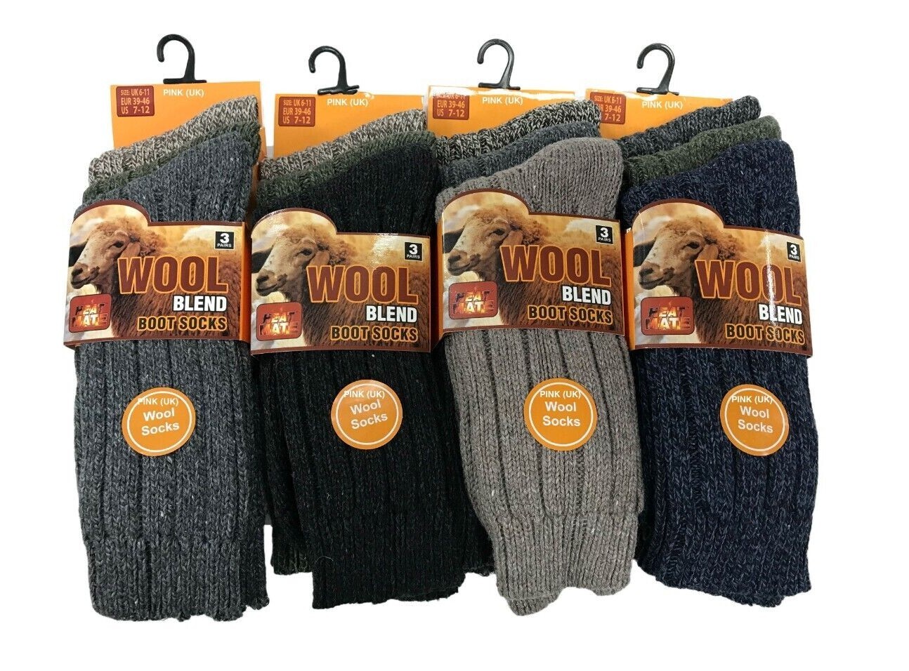 Mens Wool Blend Socks Thermal Winter Warm Hiking Thick Work Boot Socks