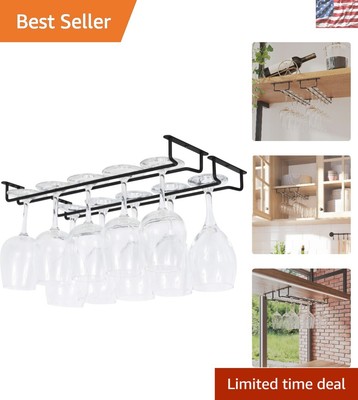 Durable 2-Piece Wine Glass Holder for Kitchen - Easy Under Cabinet Mounting