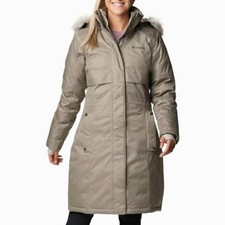Columbia Women's Apres Arson Ii Long Down Jacket Xl Tan Brown