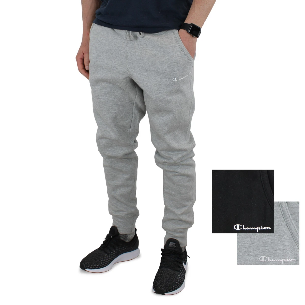 Champion Men s Sweat Jogger Gym Pants Active Athleticwear Tapered Leg Mini Logo