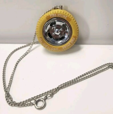 Yellow Rubber Tire Vintage Necklace / Firestone 1970s