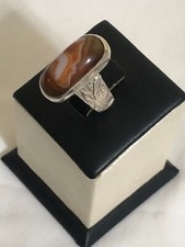 Men 925 Silver Ring Natural Yemen Agate,Royal Aqeeq Gift,                   