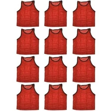 Bluedot Trading Adult Sports Pinnie Scrimmage Training Vest, Red, 12 Pack