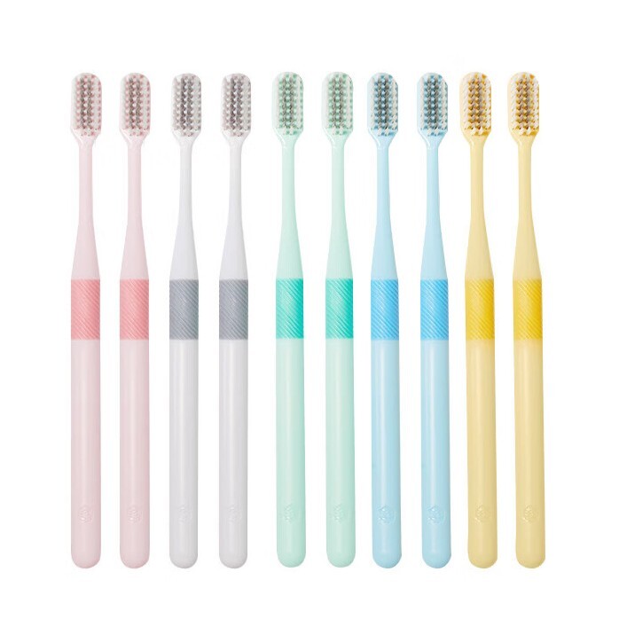 10pcs Ultra-Soft Toothbrush Set&ndash; Slim Head, Dual-Layer Bristles, Silicone Handle