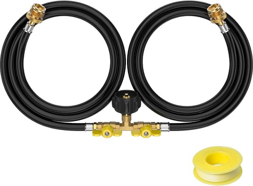 Tubo adattatore splitter propano 2 vie Y 5 piedi, convertitore 1 libbra-20 libbre con valvola di spegnimento - Foto 14 di 32