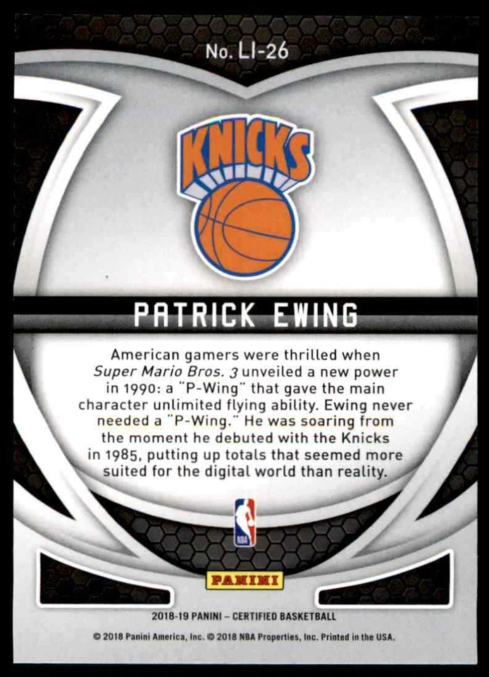 2018-19 PANINI CERTIFIED LASTING IMPRESSIONS PATRICK EWING KNICKS #LI-26 - Image 2 of 2