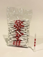 Golf Tees 100 Bamboo Wood 3 1/4 White With 3 Red Stripes
