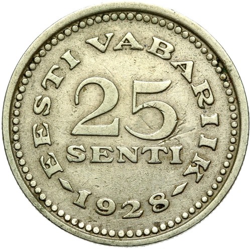 Estonia Eesti coin 25 cents Senti 1928 Tallinn condition!