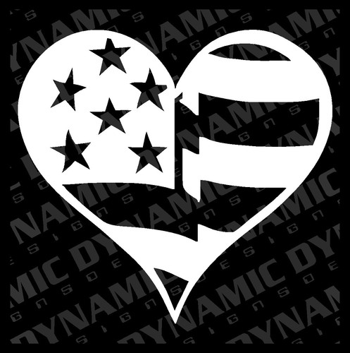 set of 2 usa flag heart sticker love america patriotic old glory