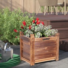 Deep Long Garden Wooden Planter Trough Veg Wood Flower Box Courtyard Raised Bed 
