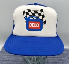 Vtg Foam Mesh Delo Racing Snapback Trucker Hat Cap EUC Chevron Gas Oil USA Made